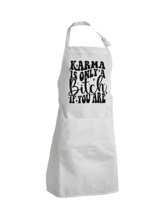 Koupakoupa Karma Is Only A Bitch If You Are Waterproof Apron White 40x22cm