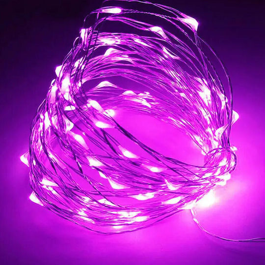 30 LED Лампички 30 м Розови На Батерия Лента 30 LED Лампички 30 м Розови На Батерия Лента