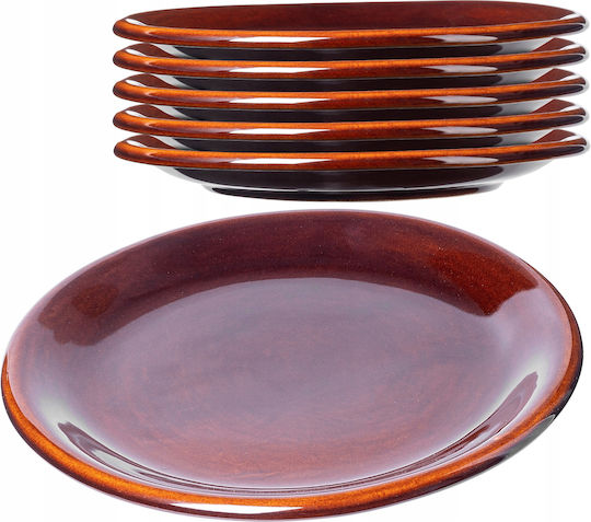 Kadax Farfurie adâncă Ceramică Maro cu Diametru 24cm 6buc Kadax Farfurie adâncă Ceramică Maro cu Diametru 24cm 6buc