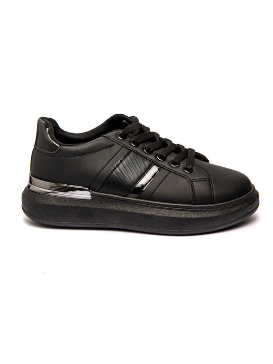 Women's Athletic Platform Sneakers with Laces - Black