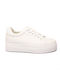 Women's Athletic Platform Sneakers with Laces - White