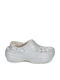 Crocs Classic Platform Glitter Γυναικεία Σαμπό με Γούνα Ασημί