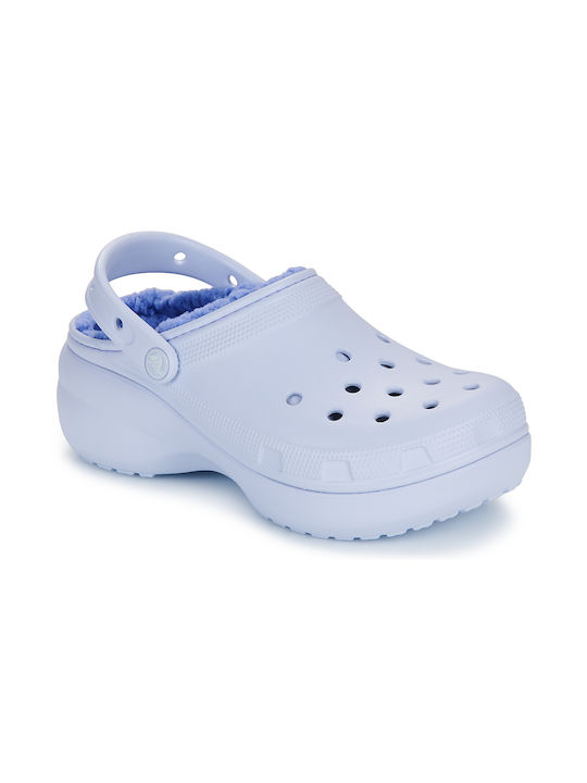 Crocs Classic Platform Lined Clog Σαμπό Μπλε