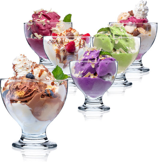 Kadax Ice Cream Serving Bowl Round Glass Transparent 6pcs