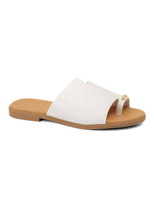 Si Bolleti Leather Women's Flat Sandals in White Color