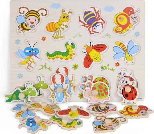 Holz Kinder Steckpuzzle Insekten Insekten 12pcs Remoundo