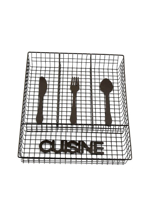 Tpster Besteckeinsatz für Schubladen Metallisch 32x26x4,5cm Schwarze