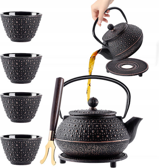 Kadax Kadax Teekanne mit Tasse Gusseisen Schwarz 800ml