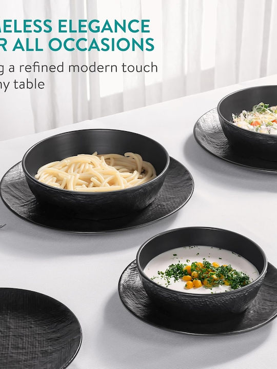 Navaris Black Ceramic Dinnerware Set 8pcs