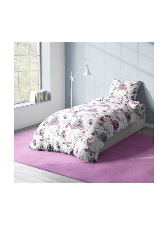 Dimcol Princess Kids Duvet Cover Single White-l...