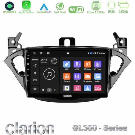 Clarion Auto-Audiosystem für Opel Corsa / Adam 2013> (Bluetooth/USB/AUX/WiFi/GPS/Apple-Carplay/Android-Auto) mit Touchscreen 9"