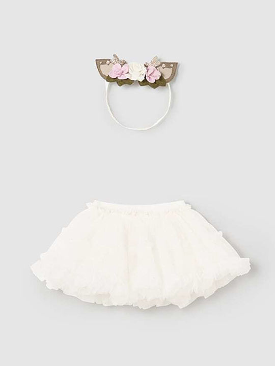 Mayoral Kids' Tulle Skirt Ecru