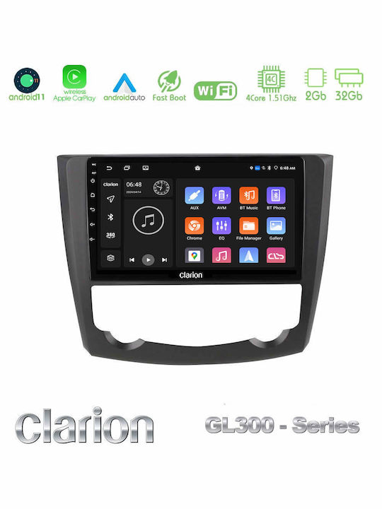 Clarion Auto-Audiosystem für Renault Kadjar (Bluetooth/USB/WiFi/GPS/Apple-Carplay/Android-Auto) mit Touchscreen 9"