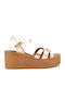 Women's Leather Ankle Strap Platforms Gold