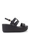 Women's Leather Platform Shoes Black