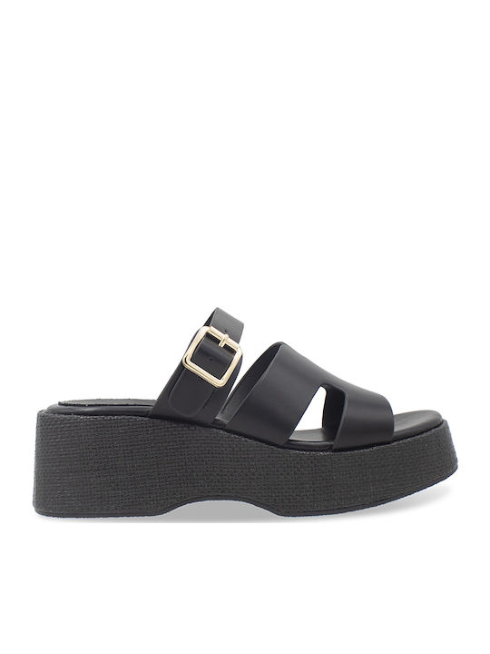 Women's Synthetic Leather Platform Shoes Black