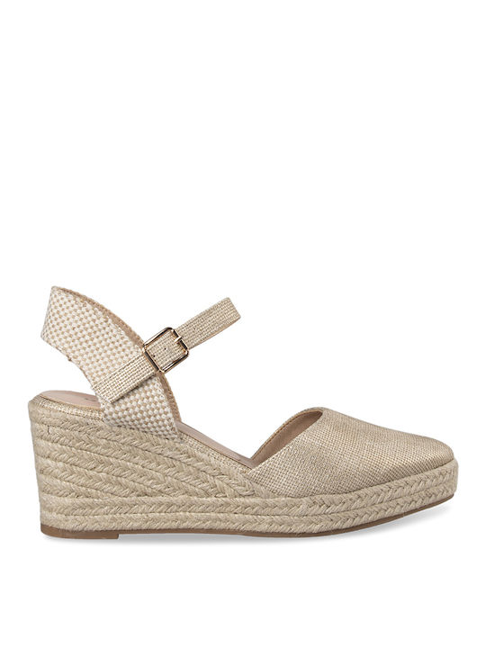 Tsouderos Shoes Platforme dama în stil espadrile Aurii