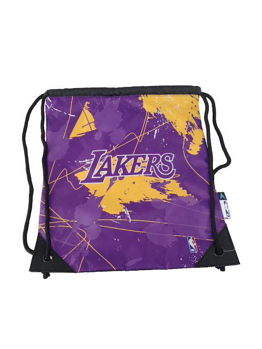 Gim Nba Los Angeles Lakers Retro Παιδική Τσάντα Πουγκί Μωβ 40εκ.