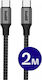 Buddi USB 2.0 Cable USB-C male - USB-C 60W Μαύρο 2m 122490