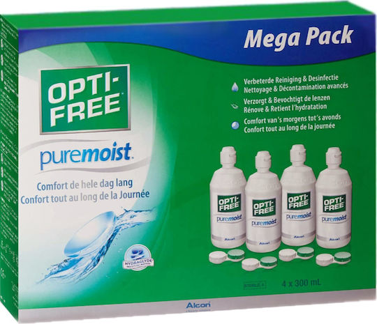 Alcon Optifree Puremoist Systempack 4 τμχ Υγρό Φακών Επαφής 300ml