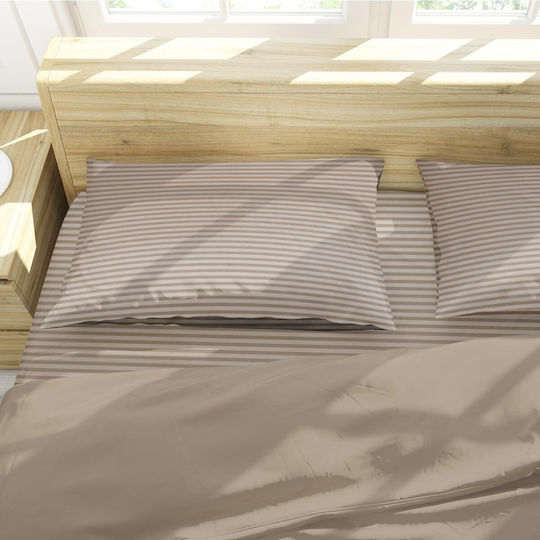 Flamingo Sheet for Single Bed with Elastic 100x200+32cm. Chic Beige