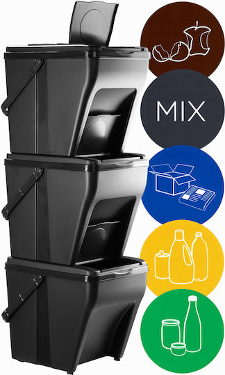 Kadax Waste Bin Waste Plastic Black 25lt 1pcs