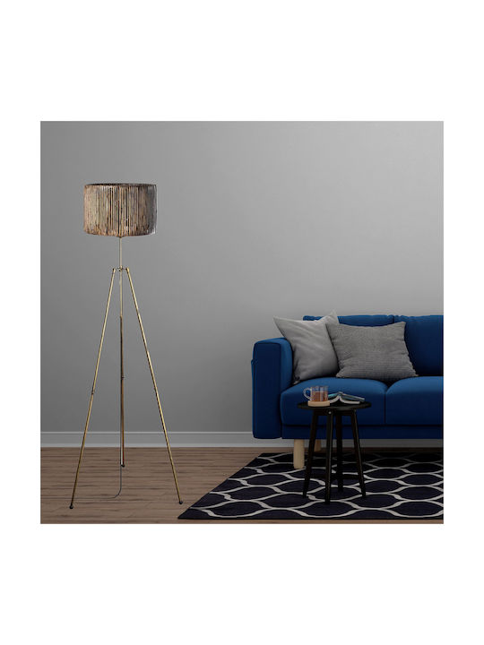 Floor Lamp H160cm. with Socket for Bulb E27 Gold