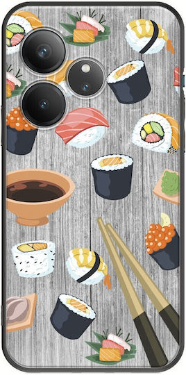 Sushi Love Realme GT 6 5G Schwarzes TPU Schwarzes Silikon
