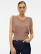 Vero Moda Women's Crop Top Sleeveless Dark Beige