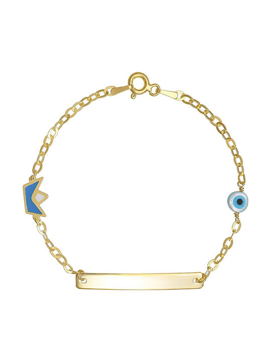 Silver 925 Children's ID Bracelet with Eye and Boat Enamel Charm