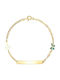 Children's Silver 925 Identity Bracelet with Cross Element and Blue Enamel Butterfly