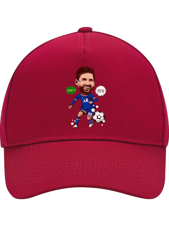 Lionel Messi Drawing Adult Hat Ultimate Red 100...
