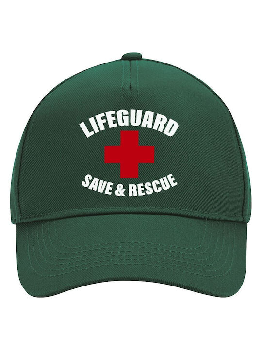 Шапка за спасител Lifeguard Save & Rescue за възрастни Ultimate зелена 100% памучен кепър унисекс един размер