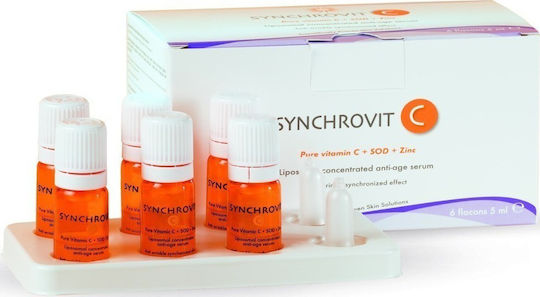 Synchroline Synchrovit C Ενυδατικό & Αντιγηραντικό Serum Προσώπου με Βιταμίνη C & Υαλουρονικό Οξύ για Λάμψη & Σύσφιξη 6x5ml