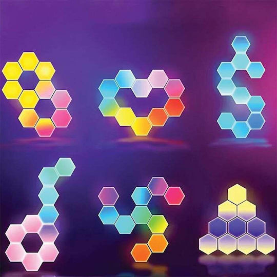 Smart Διακοσμητικό Φωτιστικό LED RGB Hexagon 10τμχ
