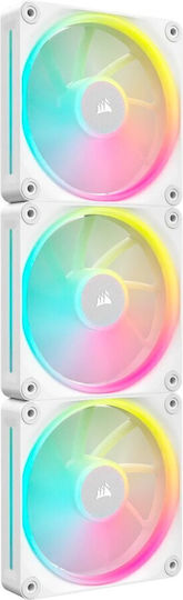 Corsair iCue Link LX120 Case Fan (2400rpm / 69.9cfm) with RGB Lighting and 4-Pin PWM Connection 3pcs White