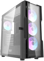 Darkflash DK431 Gaming Midi Tower Κουτί Υπολογιστή με Πλαϊνό Παράθυρο και RGB Φωτισμό Μαύρο