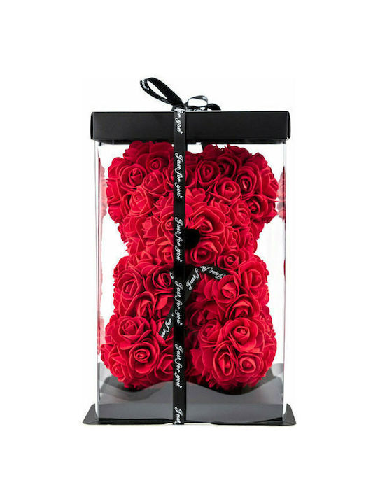 Teddy Bear from Artificial Roses Red 25cm in Box 1pcs