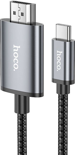 Hoco Ua27 Плетена Кабел HDMI мъжки - USB-C мъжки 2м Сив