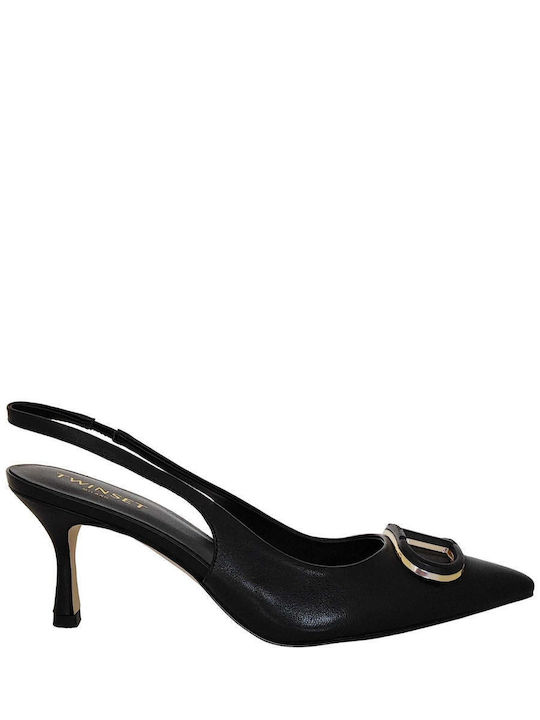 Twinset Leder Pumps Schwarz