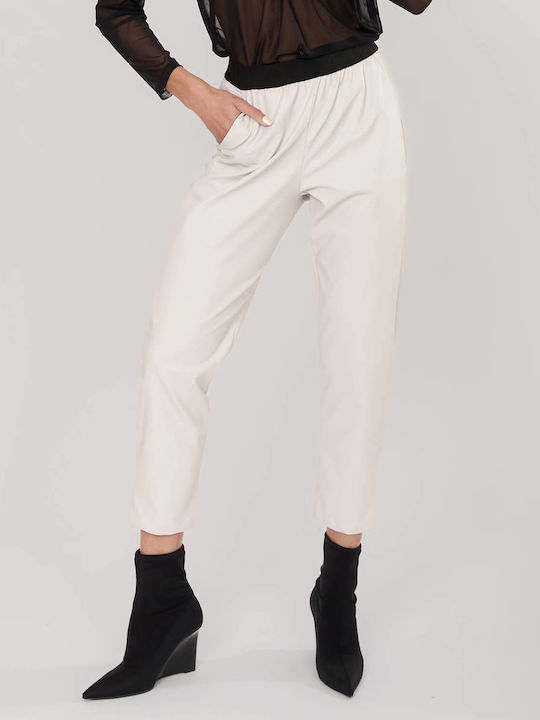 Women's Fabric Trousers Noir, White
