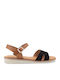 Δερμάτινα Γυναικεία Σανδάλια Flatforms Μαύρα