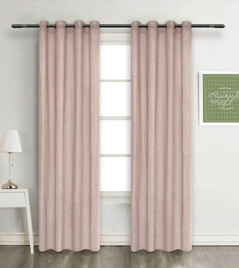 Vasilas Home Κουρτίνα με Τρουκς Ροζ 140x270εκ.