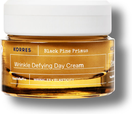 Korres Black Pine Primus Cremă de Față de Zi pentru Anti-Îmbătrânire și Strălucire cu Retinol și Acid Hialuronic 40ml