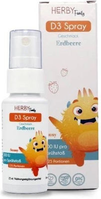 Herby Family D3 Spray Vitamin for Immune System Boost Strawberry 25ml