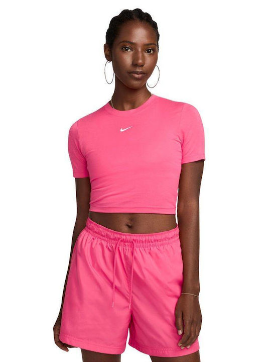 Nike Γυναικείο Αθλητικό Crop T-shirt Aster Pink