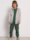 Athletic Kids Cardigan Cotton with Hood Steel
