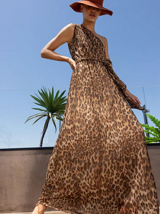 Desiree Maxi Βραδινό Φόρεμα Animal Print