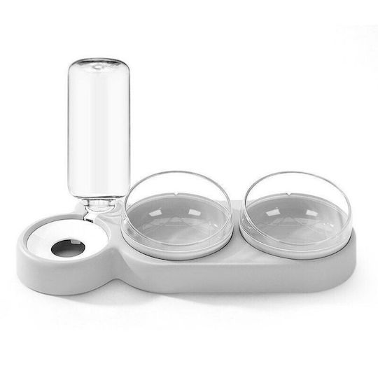Bol Automat Din Propilenă Pentru Mâncare Pentru Câine Și Pisică Cu Suport 500ml 19cm Culoare Gri