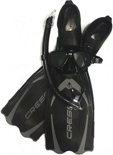 CressiSub Swimming / Snorkelling Flippers Pluma with Mask & Respirator Black